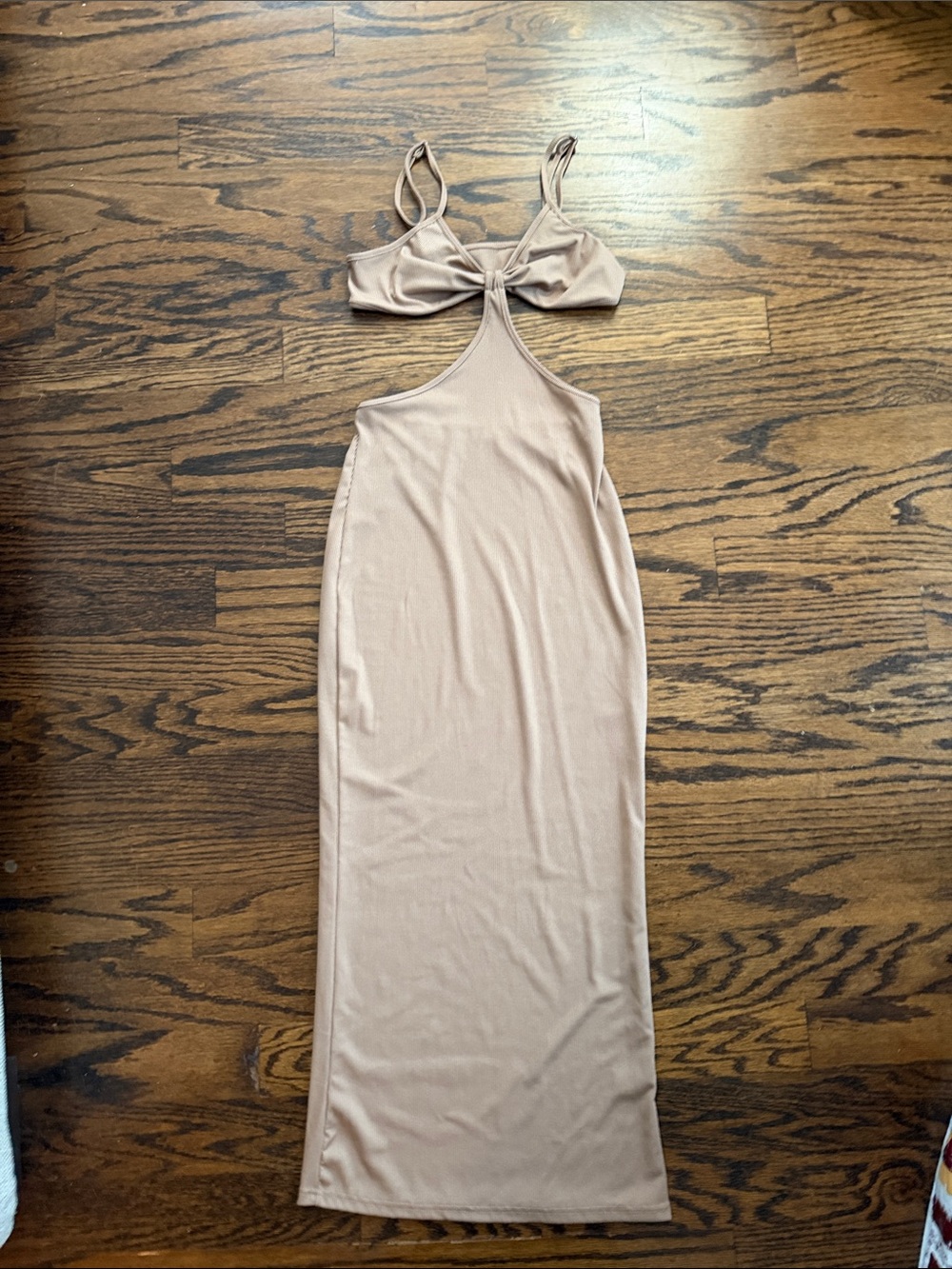 SHEIN Nude One-Shoulder Cutout Maxi Dress